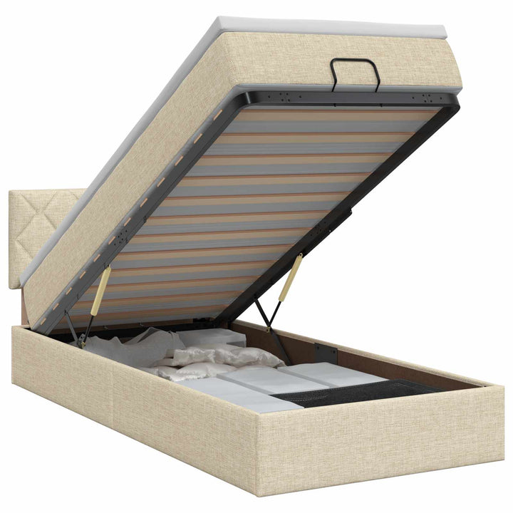 Ottoman seng med madras Cremefarvet 80 x 200 cm Stof