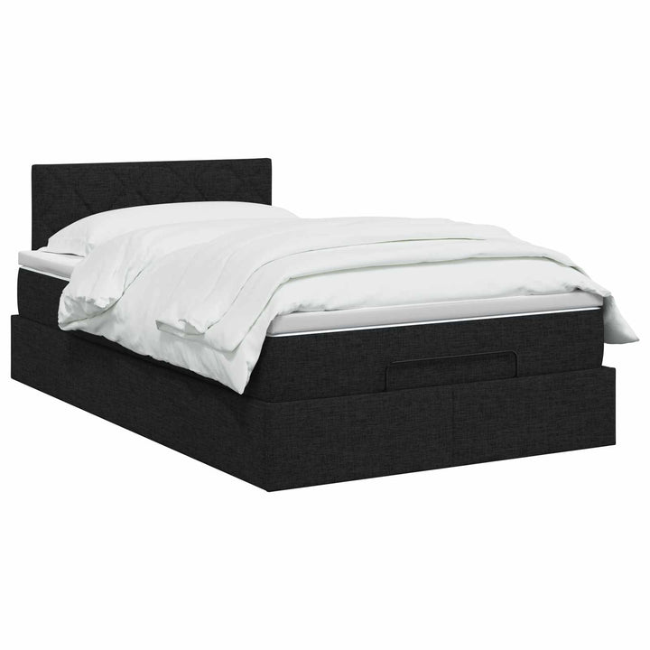 Ottoman seng med madras med hovedgærde Sort 120 x 190 cm Stof