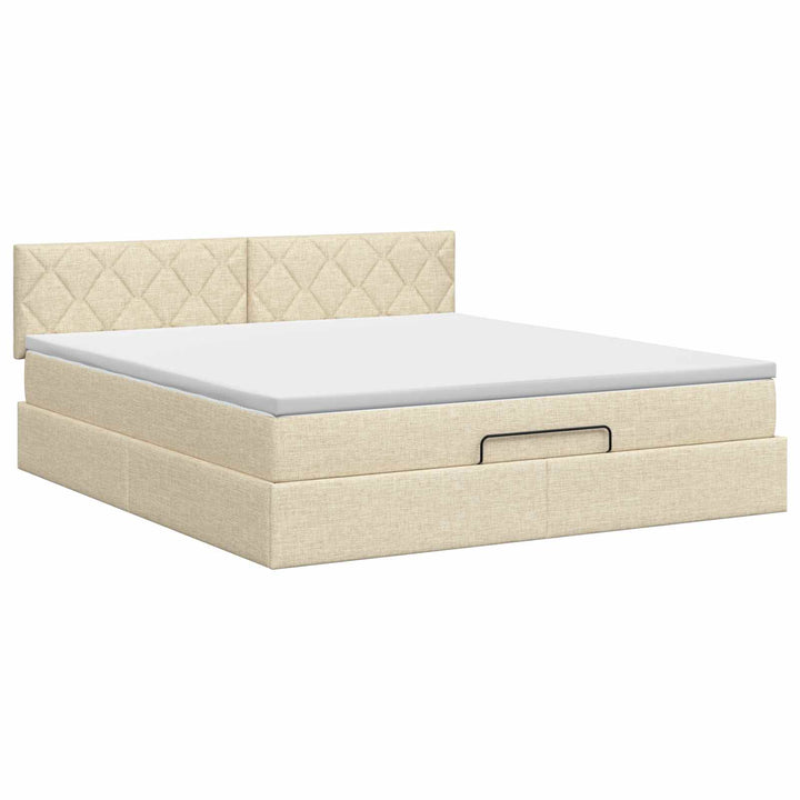 Ottoman seng med madras Cremefarvet 180 x 200 cm Stof