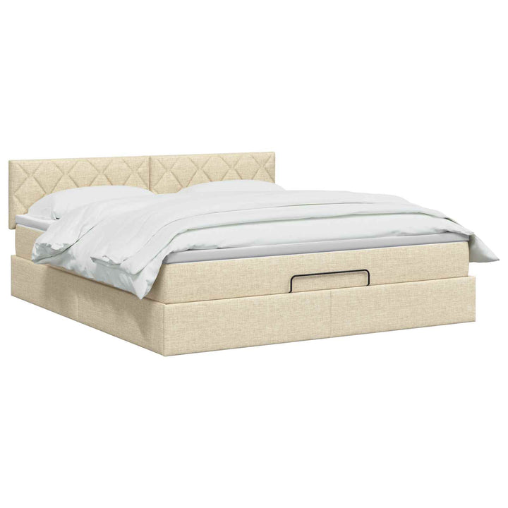Ottoman seng med madras Cremefarvet 180 x 200 cm Stof