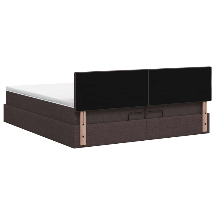 Ottoman seng med madras Mørk Brun 200 x 200 cm Stof