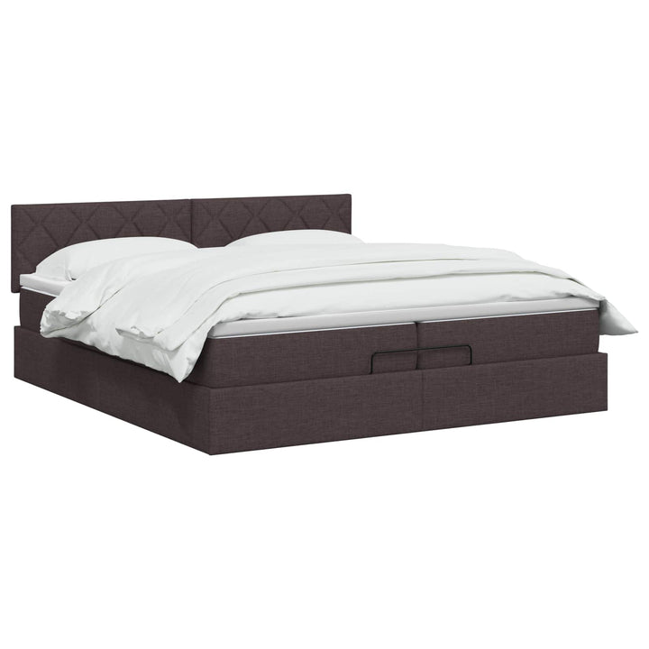 Ottoman seng med madras Mørk Brun 200 x 200 cm Stof