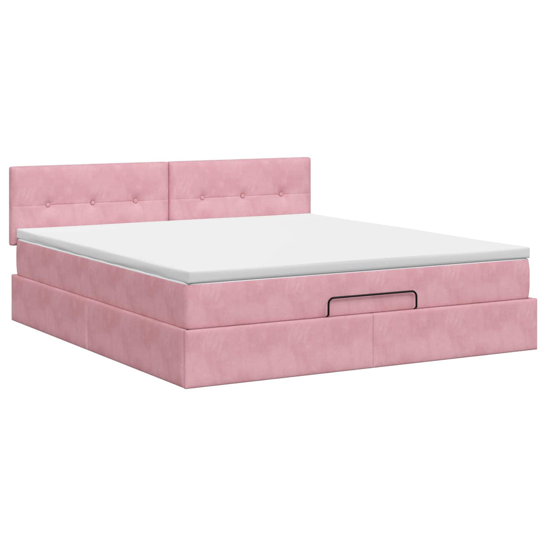 Ottoman seng med madras Lyserød 140 x 190 cm Fløjl