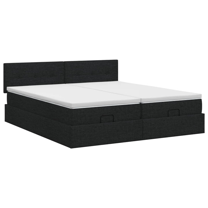 Ottoman seng med madras 2 stk. Sort 200 x 200 cm Stof