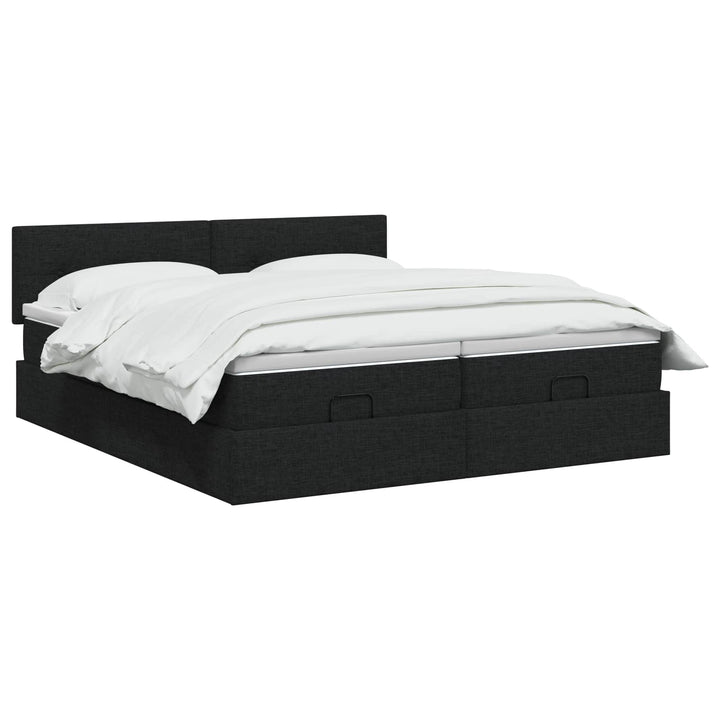 Ottoman seng med madras 2 stk. Sort 200 x 200 cm Stof