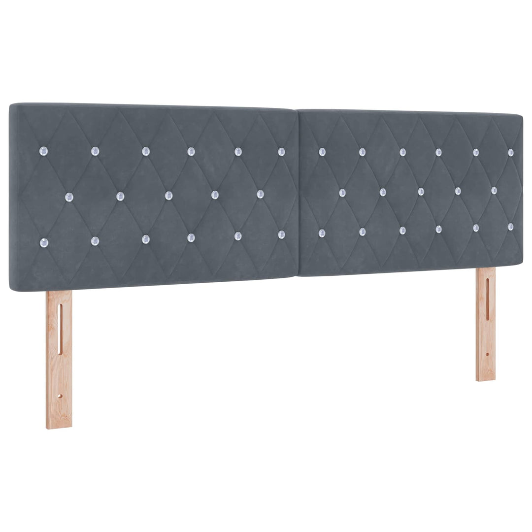 Ottoman seng med madras med hovedgærde 2 pcs Mørkegrå Fløjl