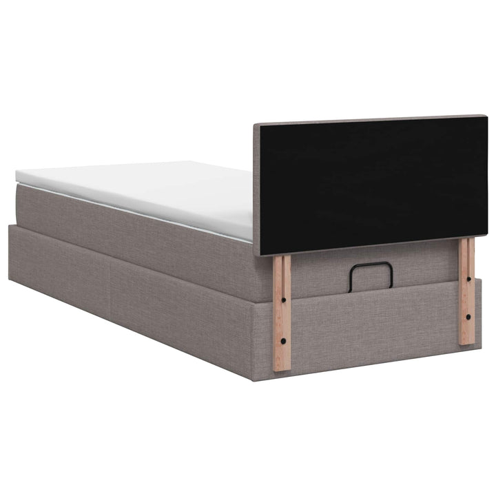 Ottoman seng med madras og LED Gråbrun 90 x 190 cm Stof