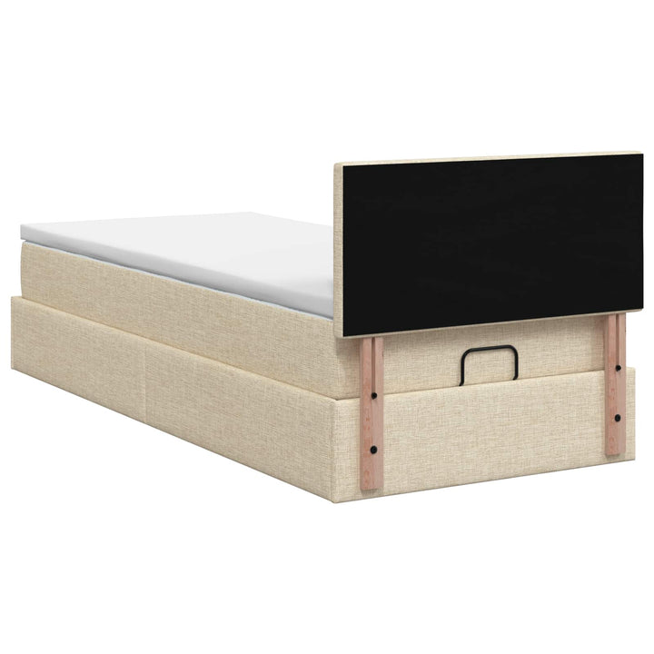 Ottoman seng med madras og LED Cremefarvet 80 x 200 cm Stof