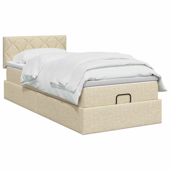 Ottoman seng med madras og LED Cremefarvet 80 x 200 cm Stof