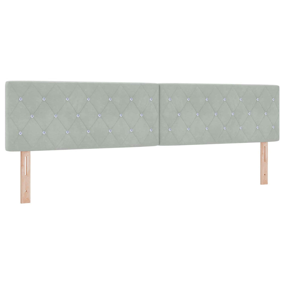 Ottoman seng med madras og LED Lysegrå 200 x 200 cm Velour