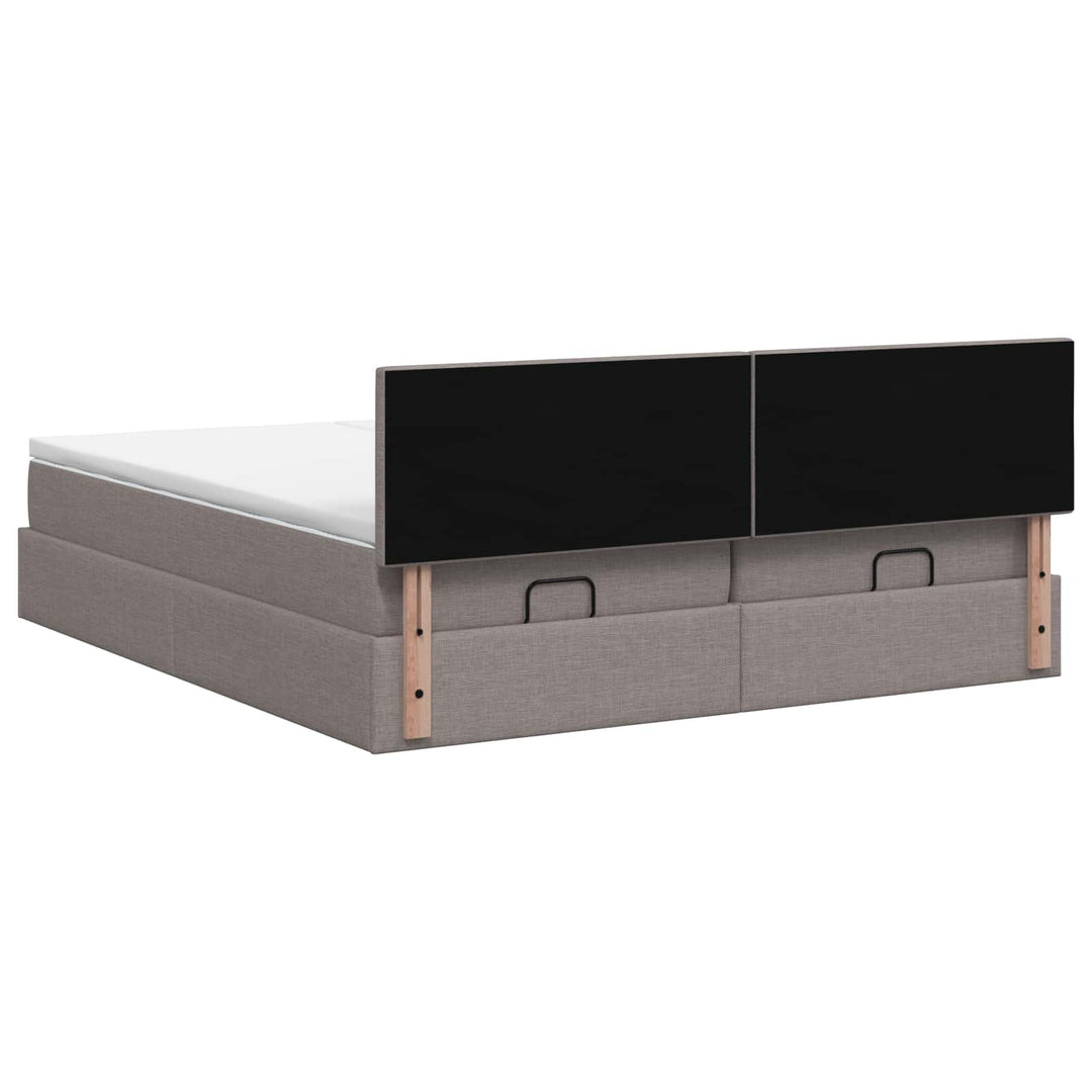 Ottoman seng med madras og LED Gråbrun 180 x 200 cm Stof