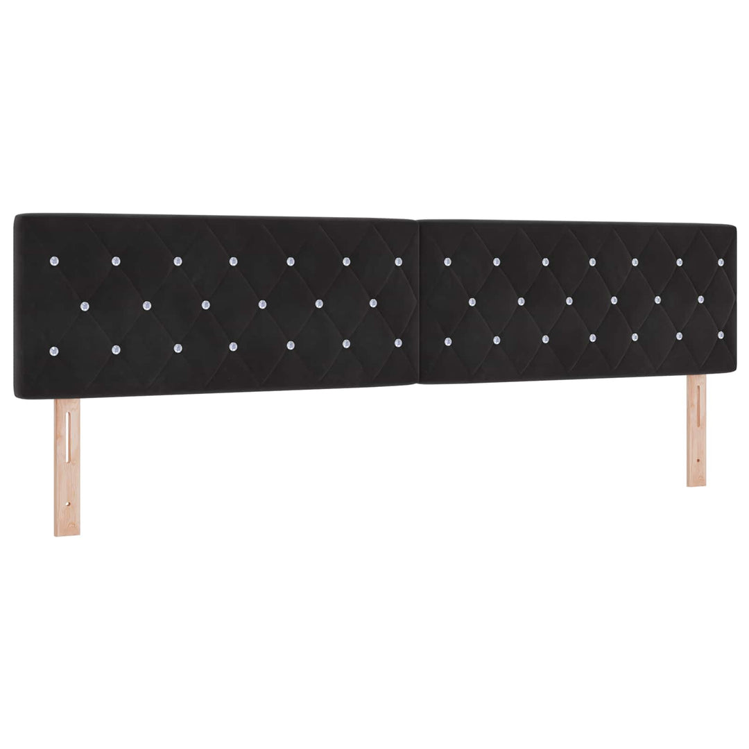 Ottoman seng med madras og LED Sort 200 x 200 cm Velour