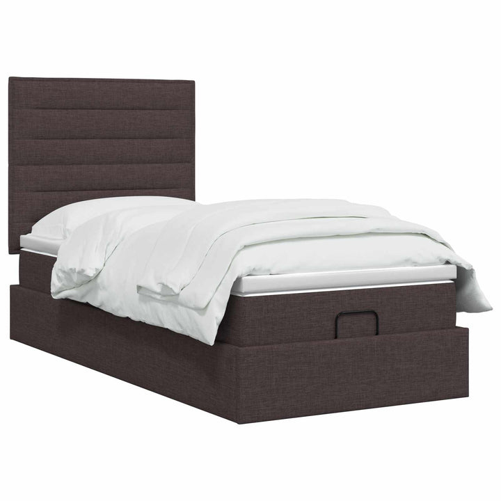 Ottoman seng med madras Mørk Brun 90 x 190 cm Stof