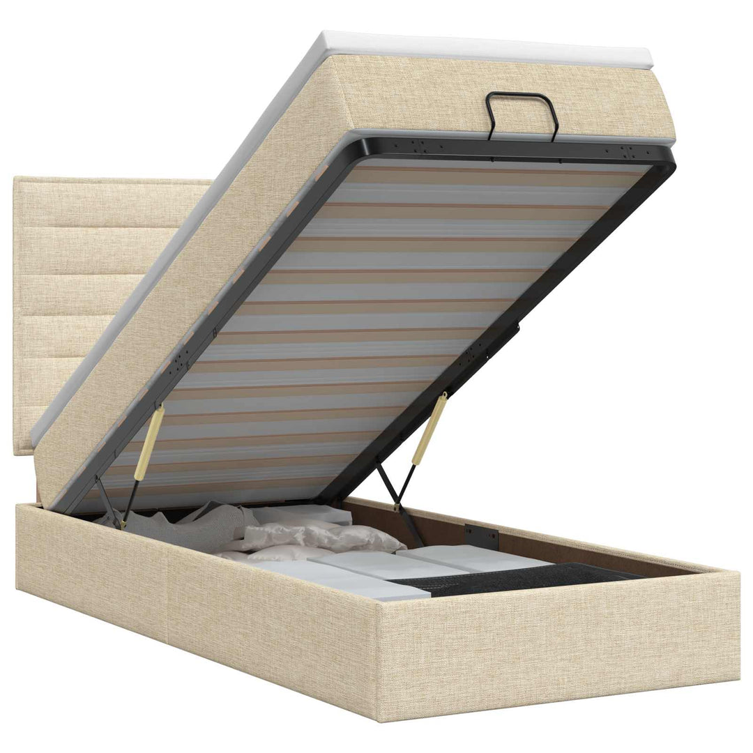 Ottoman seng med madras Cremefarvet 90 x 190 cm Stof