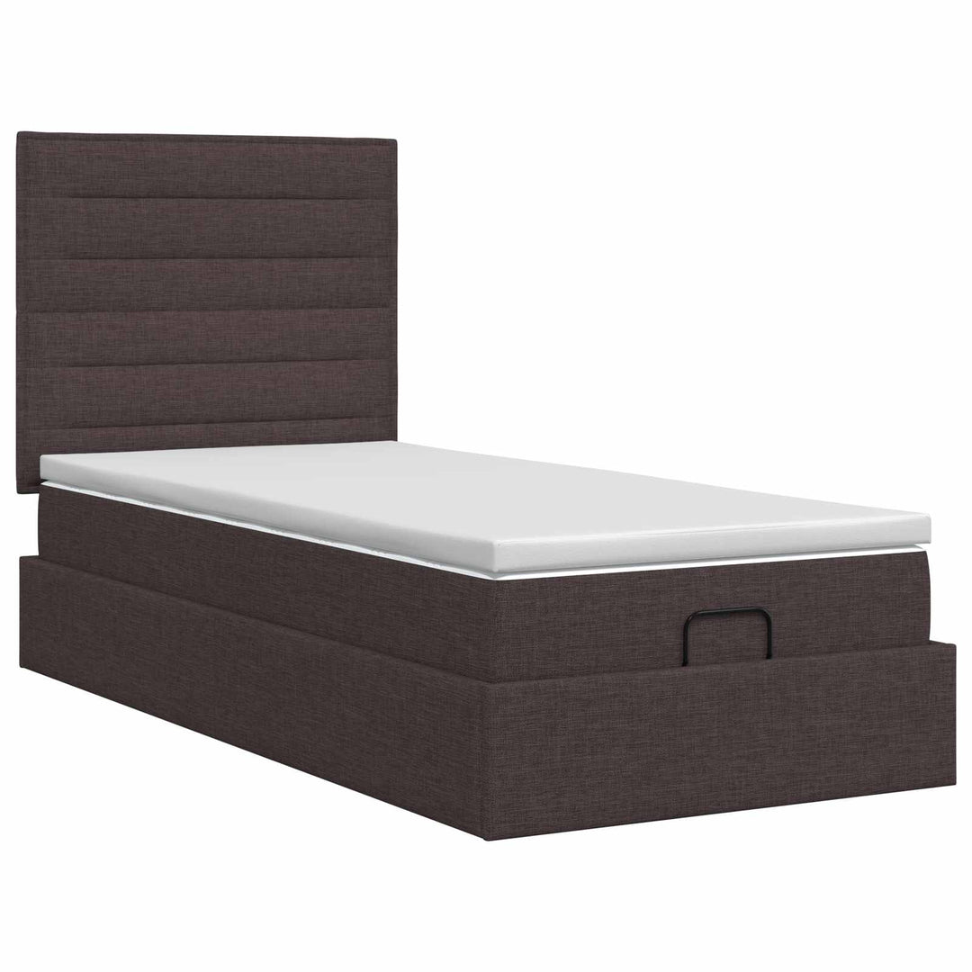 Ottoman seng med madras Mørk Brun 90 x 200 cm Stof