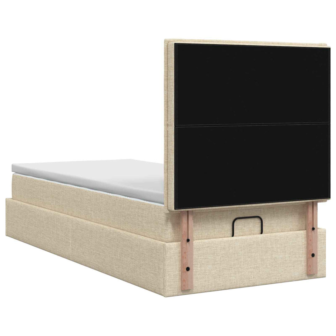 Ottoman seng med madras Cremefarvet 90 x 200 cm Stof