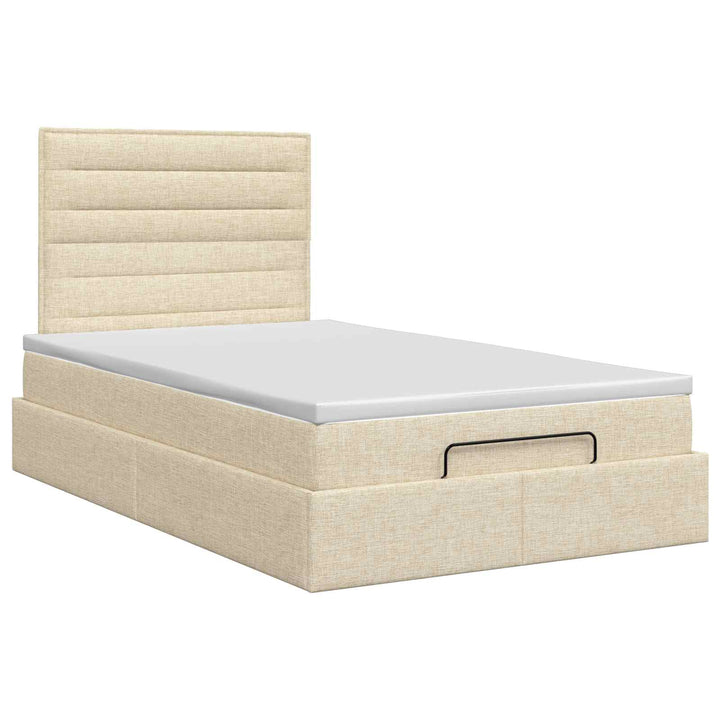 Ottoman seng med madras Cremefarvet 120 x 190 cm Stof