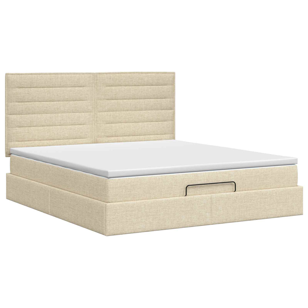 Ottoman seng med madras Cremefarvet 140 x 190 cm Stof