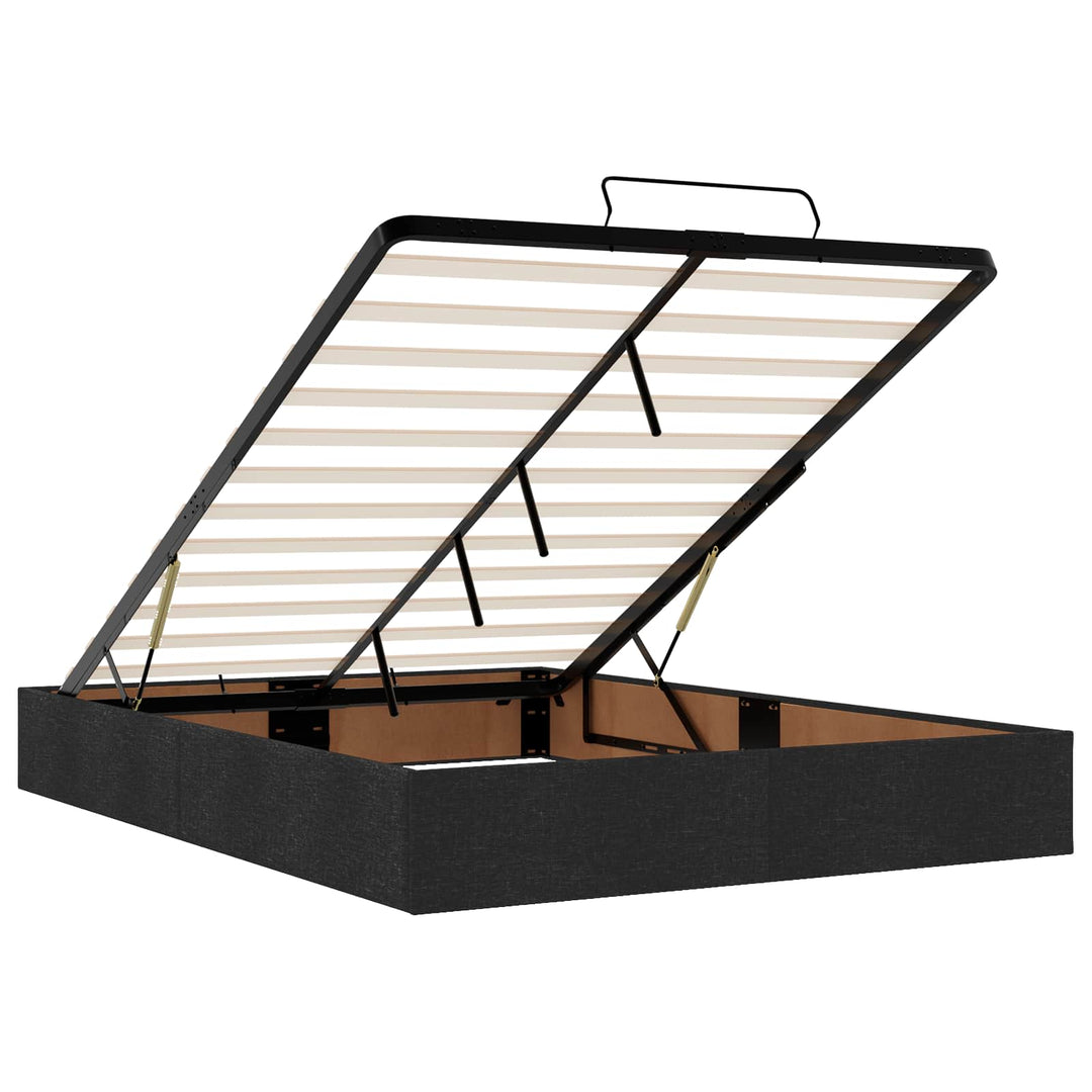 Ottoman seng med madras med hovedgærde Sort 140 x 200 cm Stof