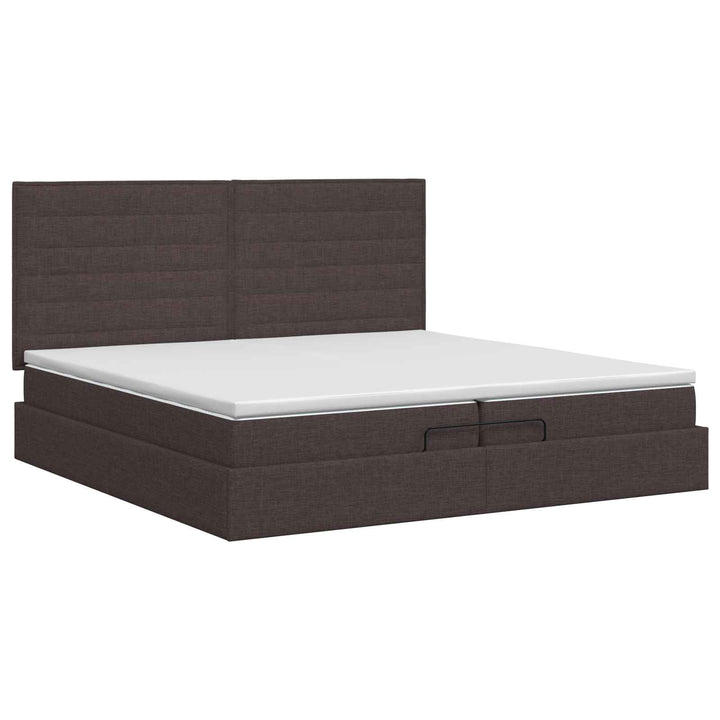 Ottoman seng med madras Mørk Brun 200 x 200 cm Stof