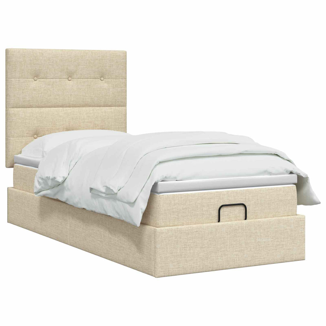 Ottoman seng med madras Cremefarvet 90 x 190 cm Stof