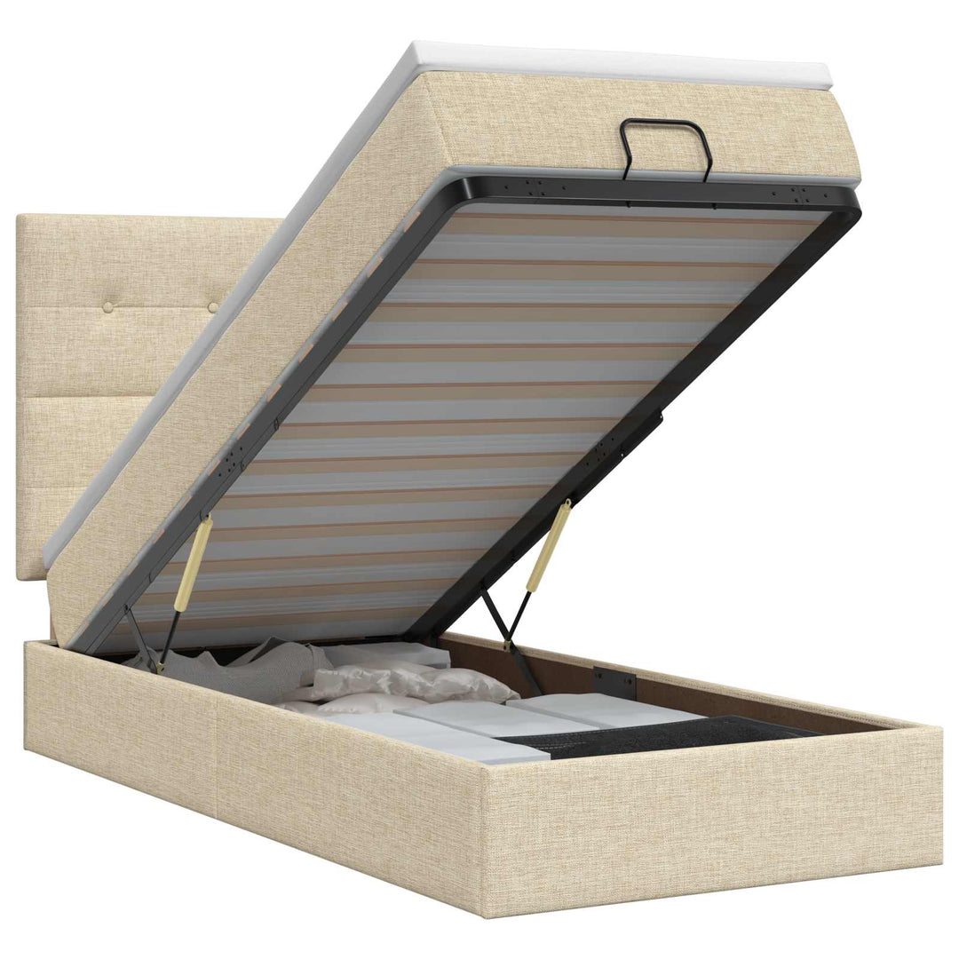 Ottoman seng med madras Cremefarvet 90 x 200 cm Stof