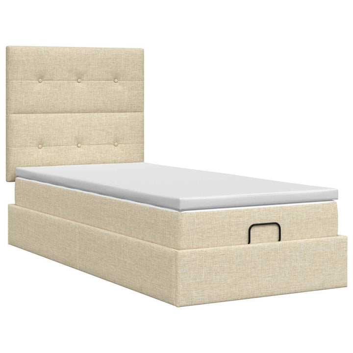 Ottoman seng med madras Cremefarvet 90 x 200 cm Stof
