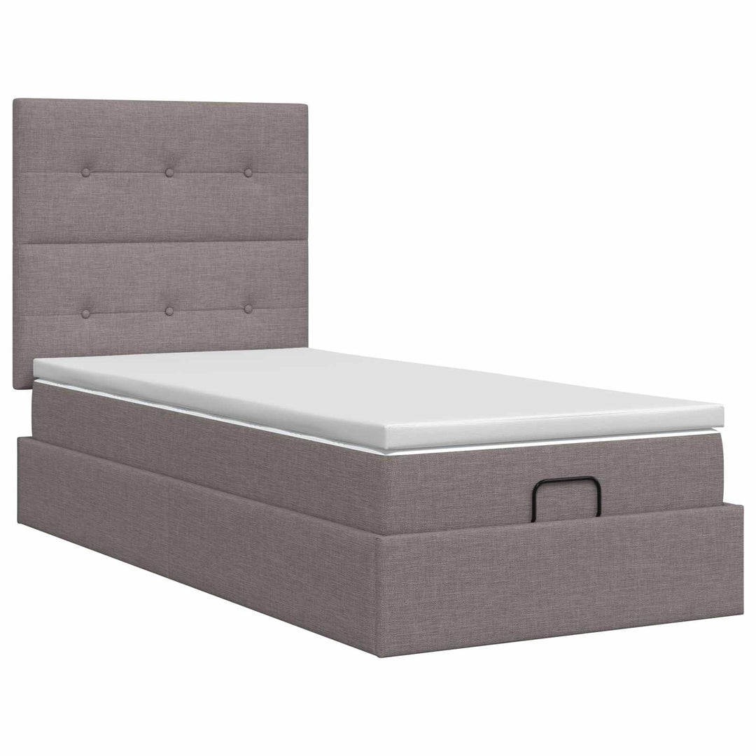 Ottoman seng med madras Gråbrun 100 x 200 cm Stof