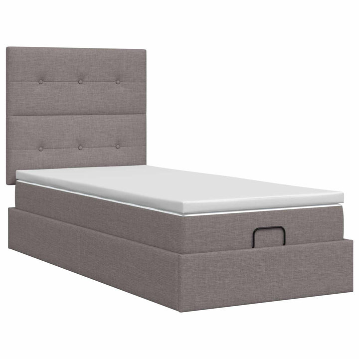 Ottoman seng med madras Gråbrun 100 x 200 cm Stof