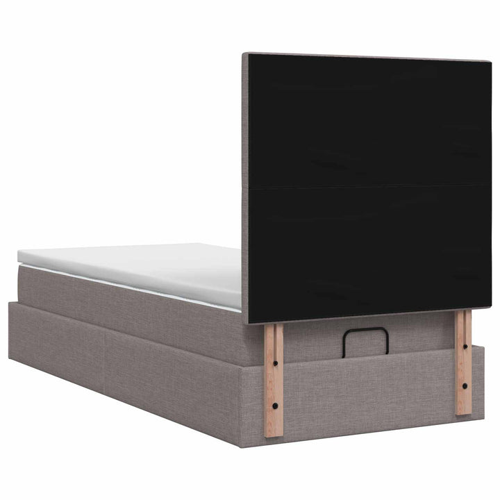 Ottoman seng med madras Gråbrun 100 x 200 cm Stof