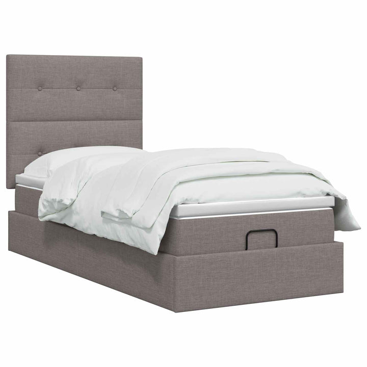 Ottoman seng med madras Gråbrun 100 x 200 cm Stof