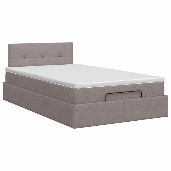 Ottoman seng med madras Gråbrun 120 x 200 cm Stof