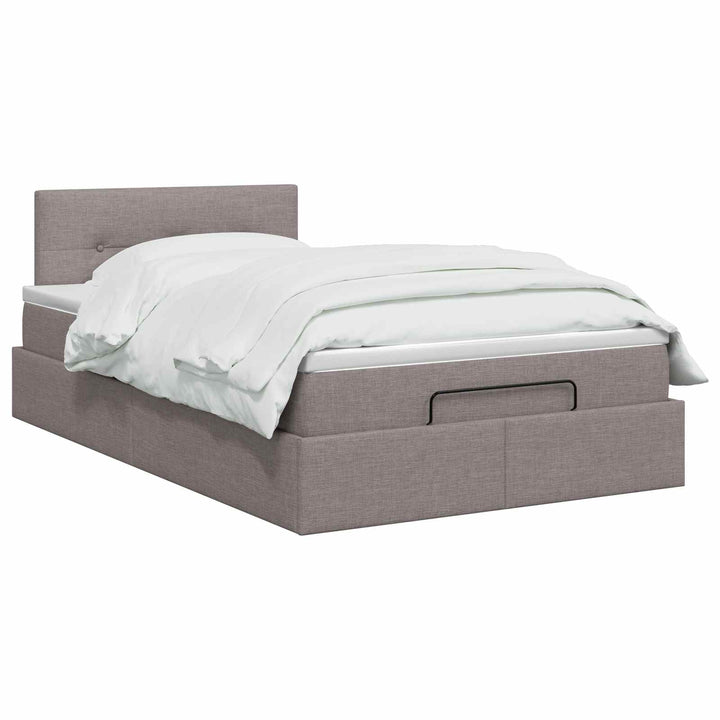 Ottoman seng med madras Gråbrun 120 x 200 cm Stof