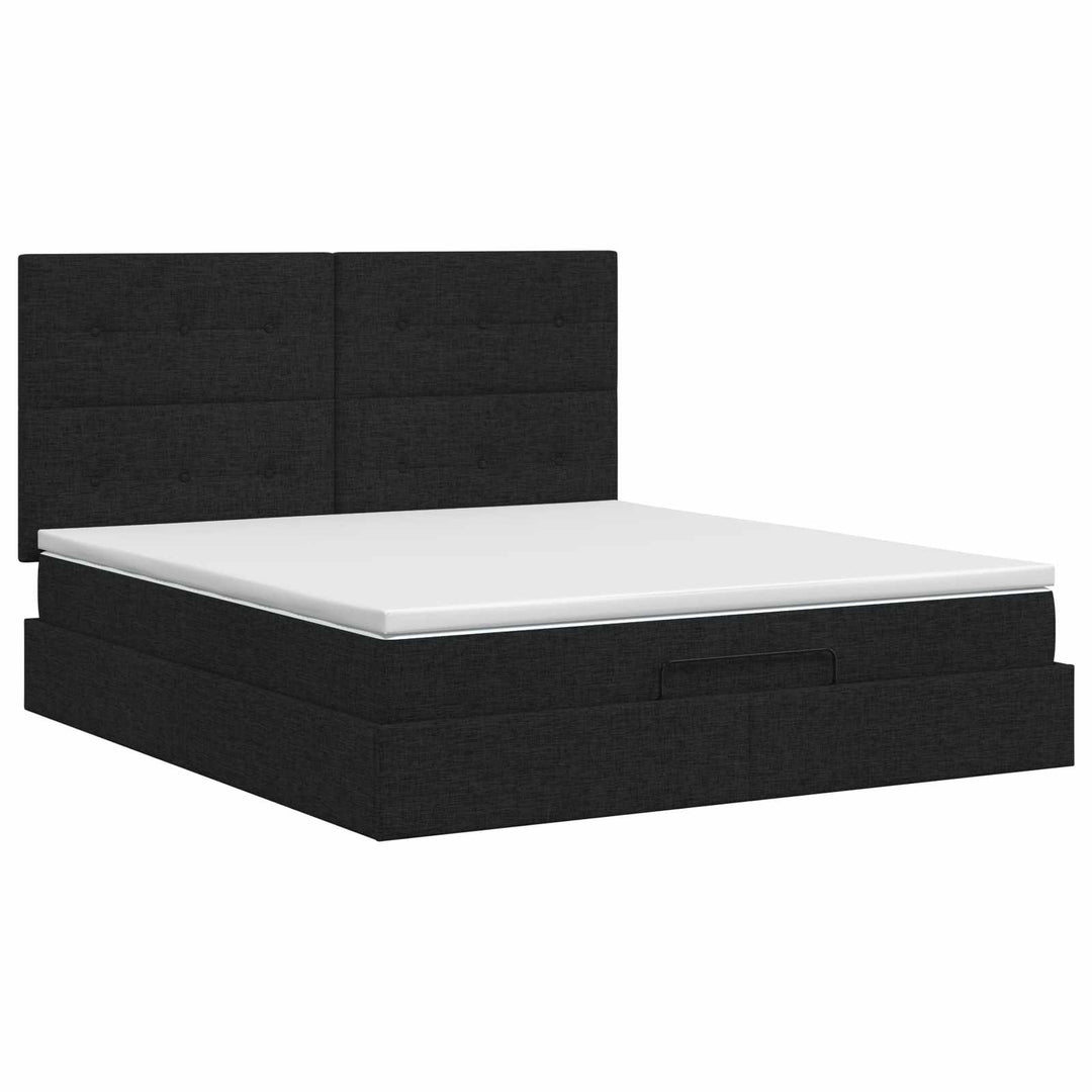 Ottoman seng med madras med hovedgærde Sort 140 x 190 cm Stof