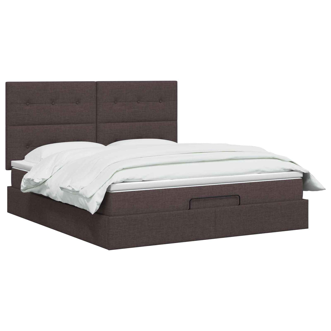 Ottoman seng med madras Mørk Brun 140 x 190 cm Stof