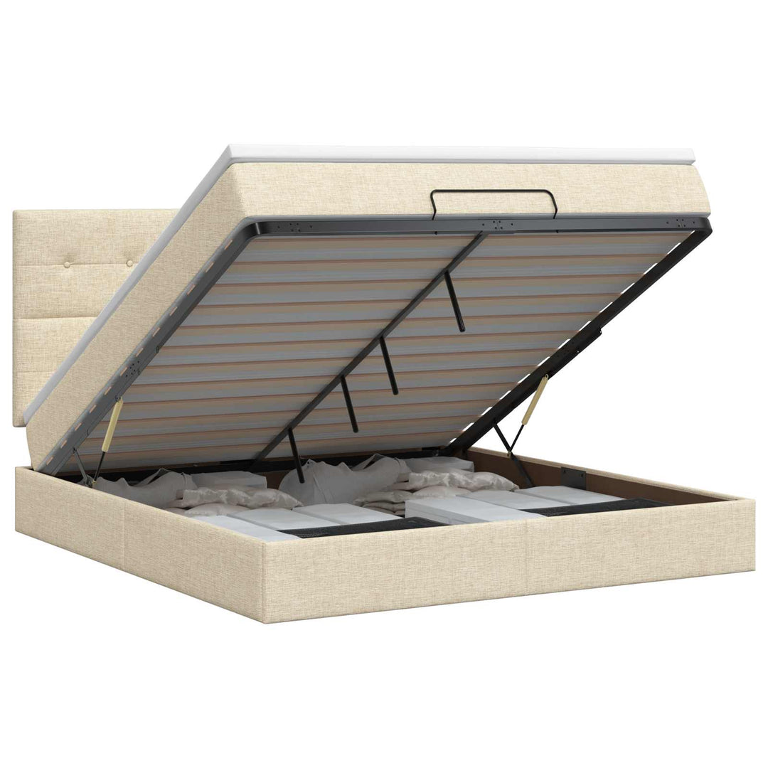 Ottoman seng med madras Cremefarvet 140 x 190 cm Stof