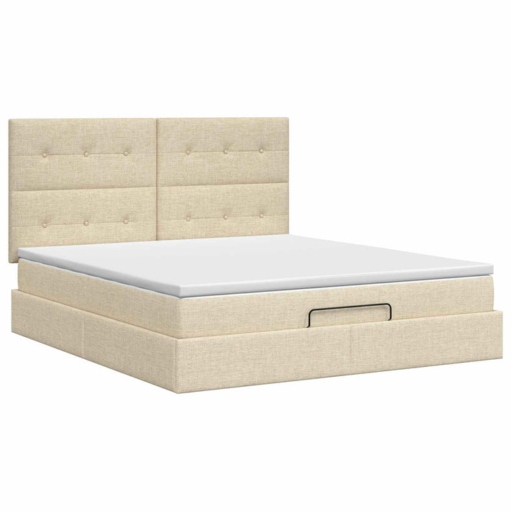 Ottoman seng med madras Cremefarvet 140 x 190 cm Stof