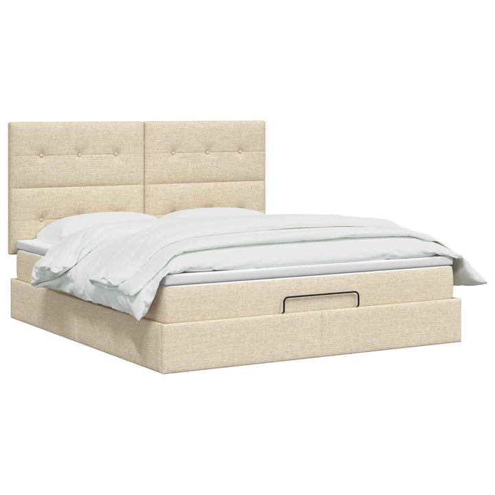 Ottoman seng med madras Cremefarvet 140 x 190 cm Stof