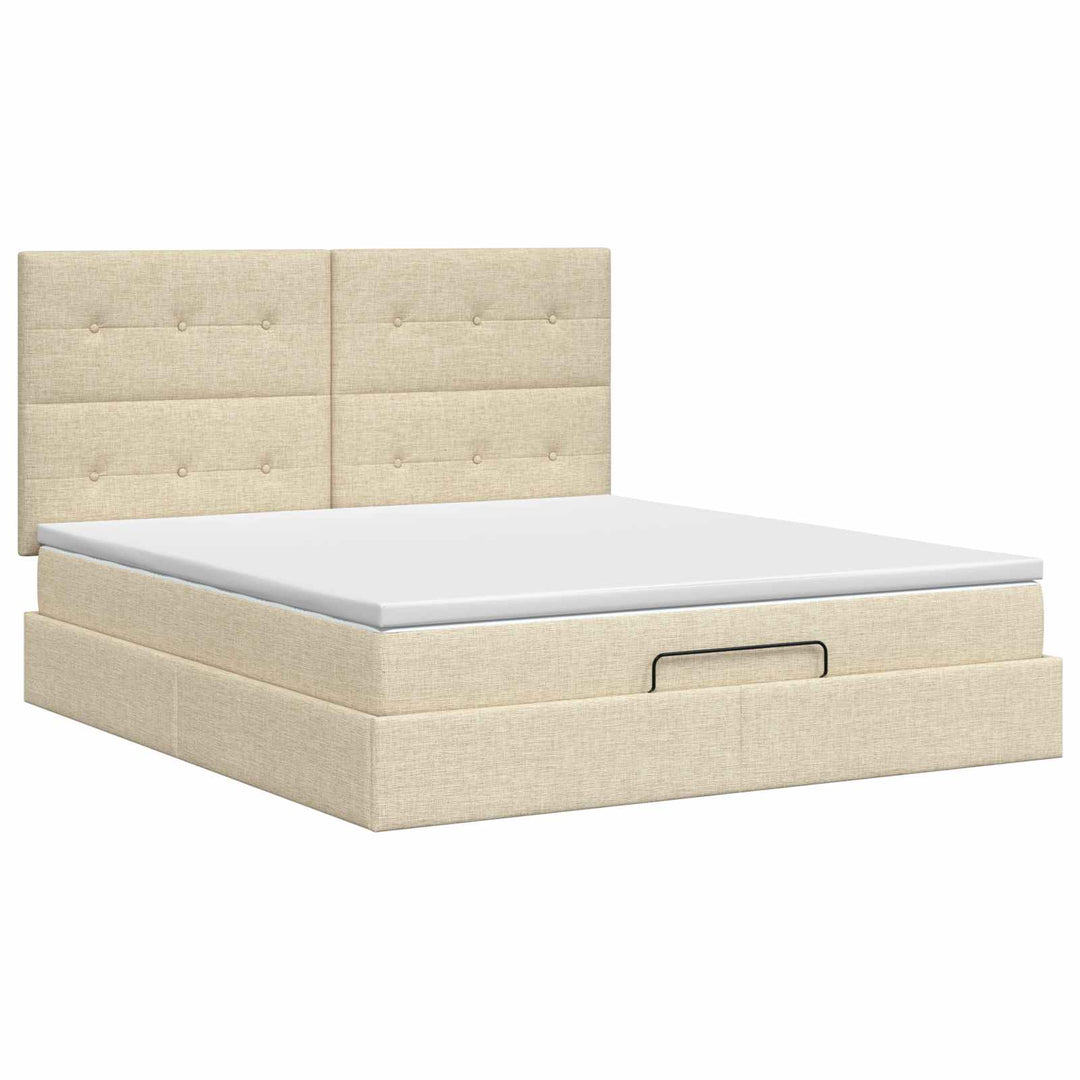 Ottoman seng med madras Cremefarvet 140 x 200 cm Stof