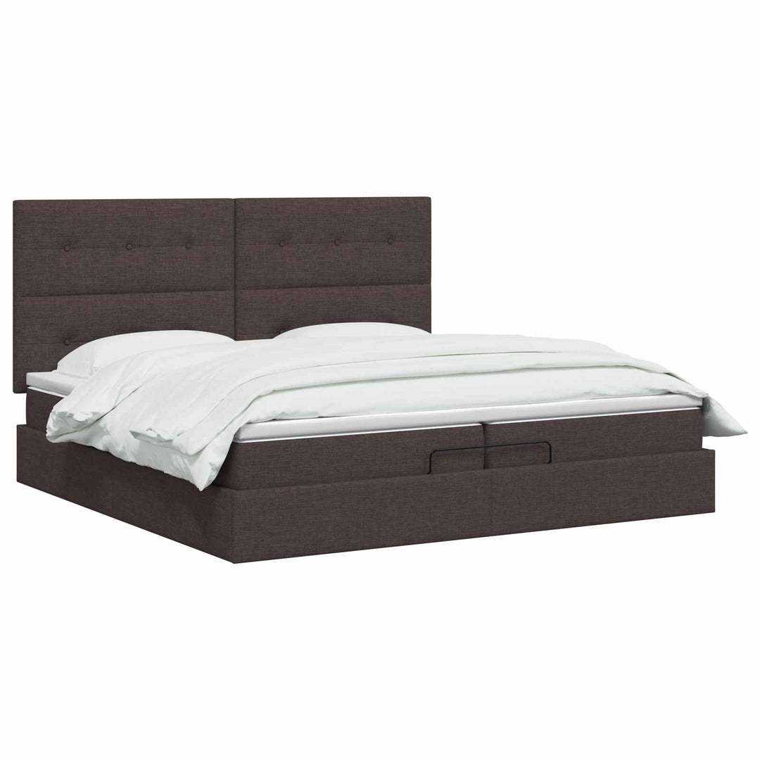 Ottoman seng med madras Mørk Brun 200 x 200 cm Stof