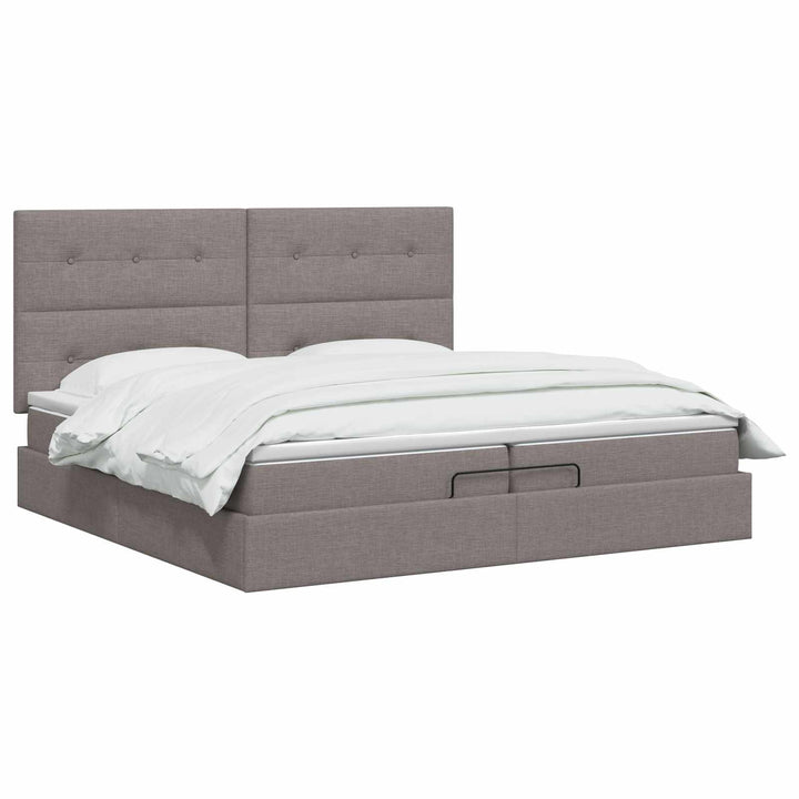 Ottoman seng med madras Gråbrun 200 x 200 cm Stof