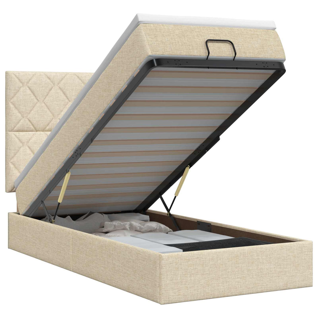 Ottoman seng med madras Cremefarvet 100 x 200 cm Stof