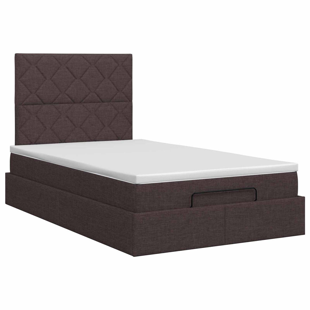 Ottoman seng med madras Mørk Brun 120 x 190 cm Stof