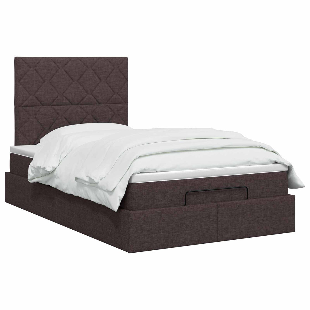 Ottoman seng med madras Mørk Brun 120 x 190 cm Stof