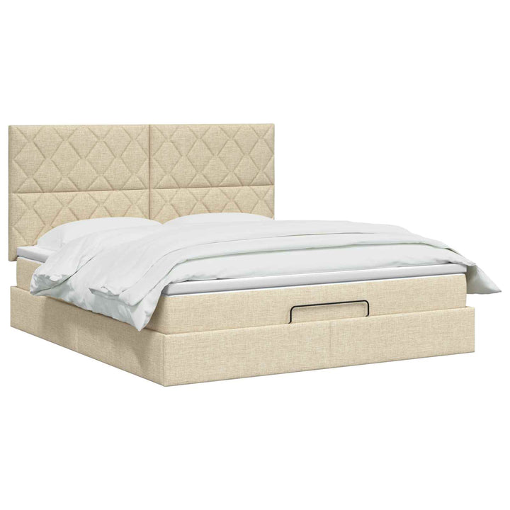 Ottoman seng med madras Cremefarvet 140 x 190 cm Stof