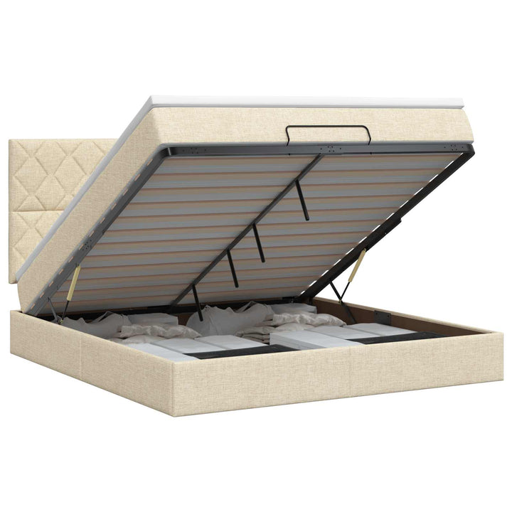 Ottoman seng med madras Cremefarvet 140 x 200 cm Stof