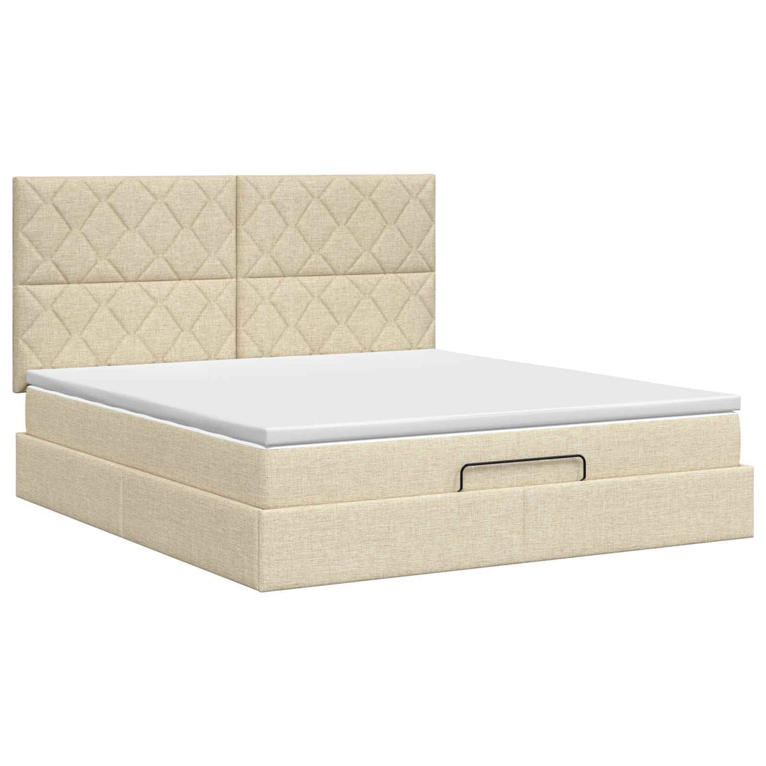 Ottoman seng med madras Cremefarvet 180 x 200 cm Stof