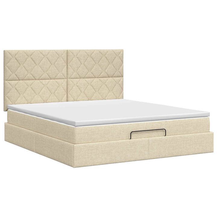 Ottoman seng med madras Cremefarvet 180 x 200 cm Stof