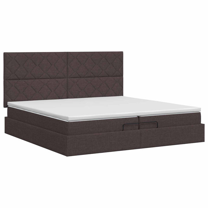Ottoman seng med madras Mørk Brun 200 x 200 cm Stof