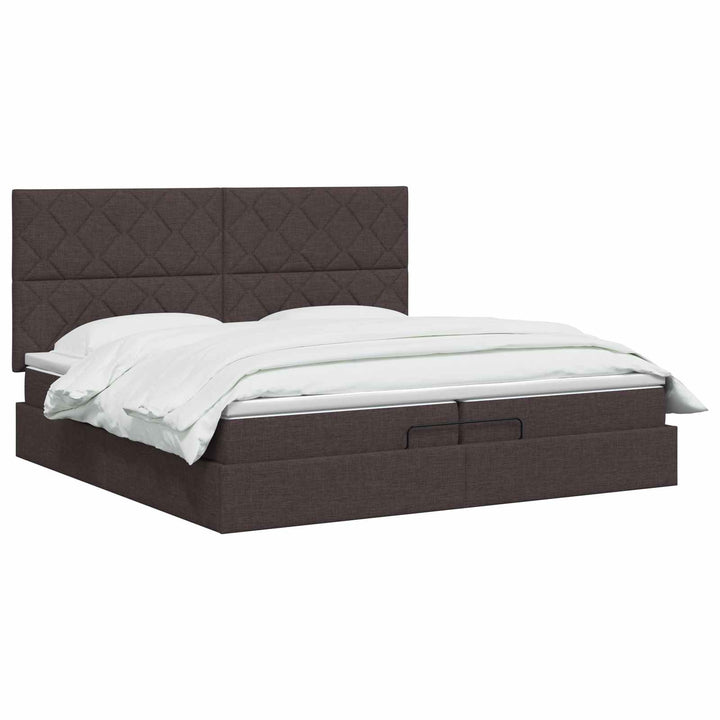Ottoman seng med madras Mørk Brun 200 x 200 cm Stof